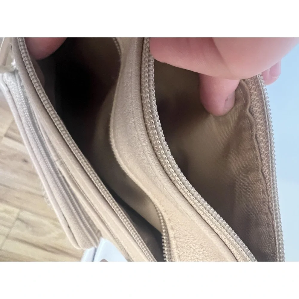 Nicole by‎ Nicole Miller Crossbody Bag Womens Beige Faux Leather Organizer Small